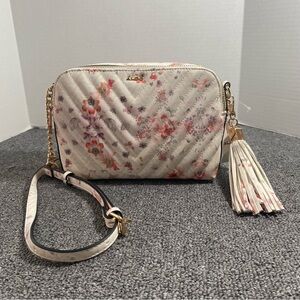 NWT ALDO Crossbody Bag Floral Quilted Tassel Gold White Pink Cottagecore Prairie